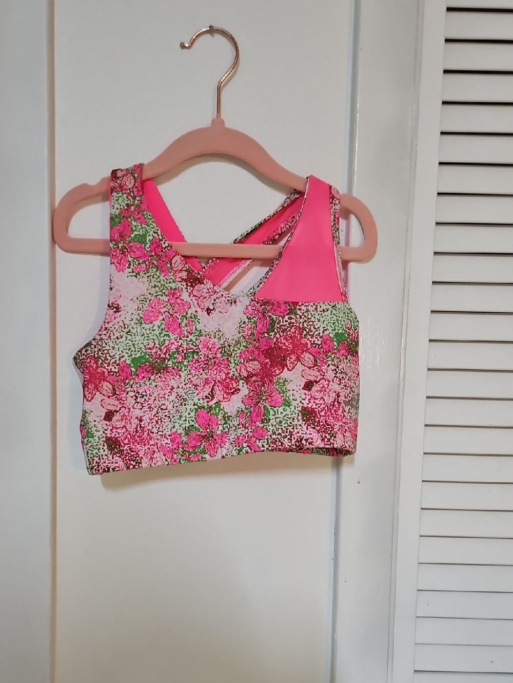BCG Floral Pink Green Sports Bra Crop Top